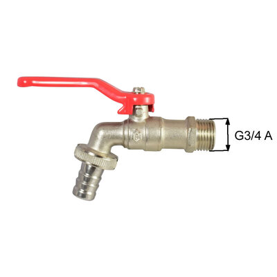 Messingfitting, Auslauf-Kugelhahn mit Schlauch-Anschluss-Verschraubung, G3/4A