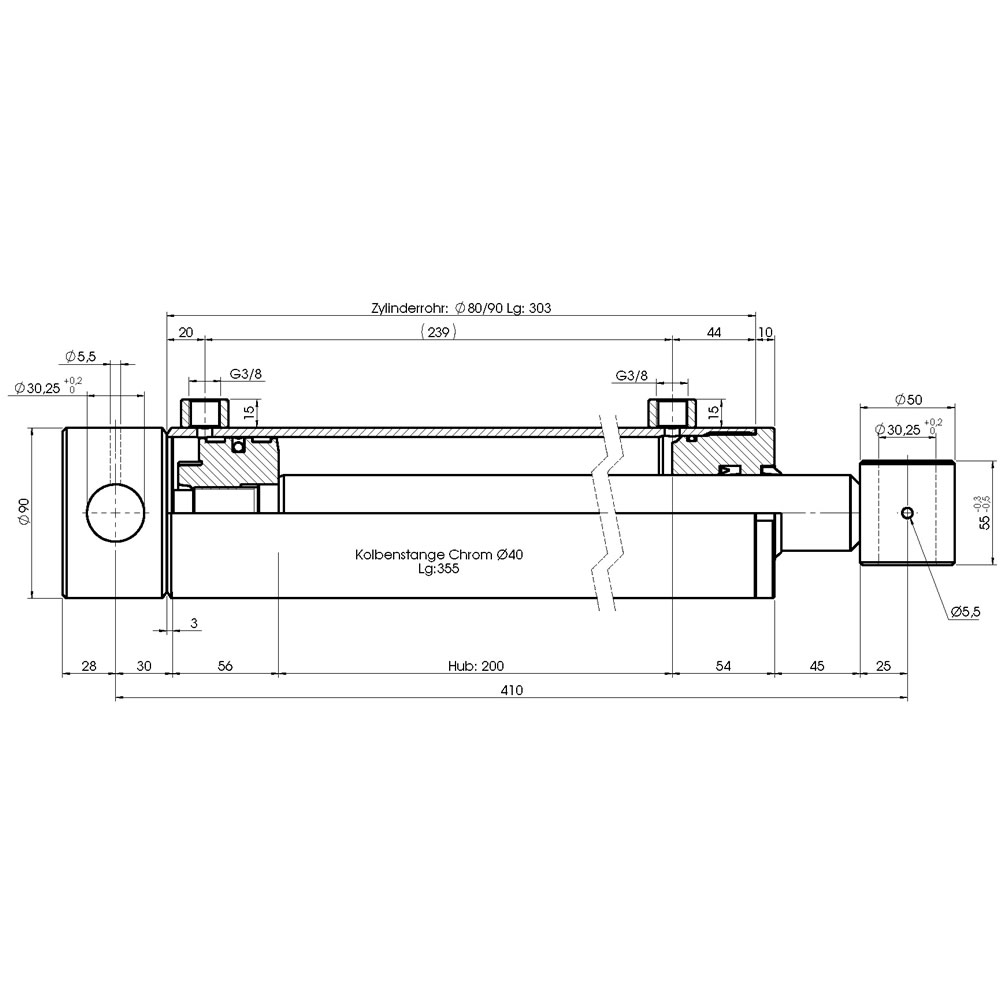 Hydraulikzylinder - 200-3 - HYDROKOMP - Kolben / doppeltwirkend