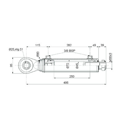 Hydraulischer Oberlenker technische Zeichnung