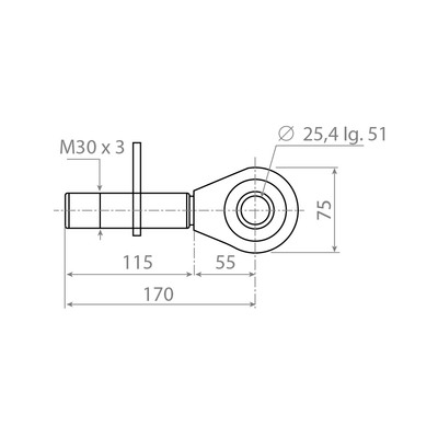 Oberlenker-Kugelgelenk Kat. 2, Außengewinde M30 x 3, CH-KF25