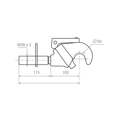 Oberlenker-Fanghaken Kat. 2, Außengewinde M30 x 3, CH-OF50
