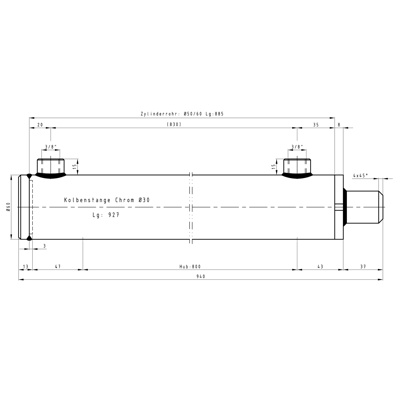 CH-RU702/8 Rumpfzylinder doppeltwirkend, Hub 800mm, 39,3kN Zeichnung