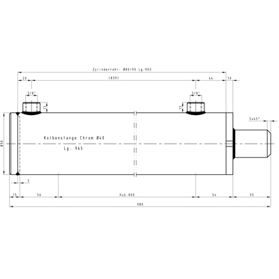 CH-RU705/8 Rumpfzylinder doppeltwirkend, Hub 800mm, 100,5kN Zeichnung