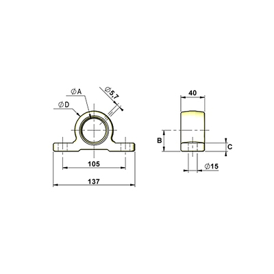 Lagerbockpaar, schraubbar, mit 40mm-Bohrung Zeichnung