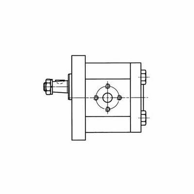 Technische Zeichnung Zahnradpumpe, italienischer Plessey-Flansch, 4 cm3/U