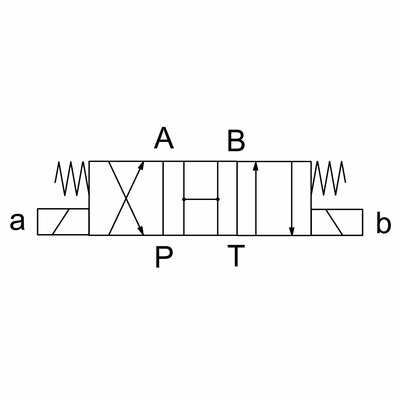 4/3-Wegeventil, Nenngröße 10 (Symbol H) Schaltzeichen