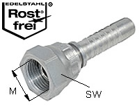  Edelstahl-Schlaucharmatur zöllig BSP60° Typ DKR 