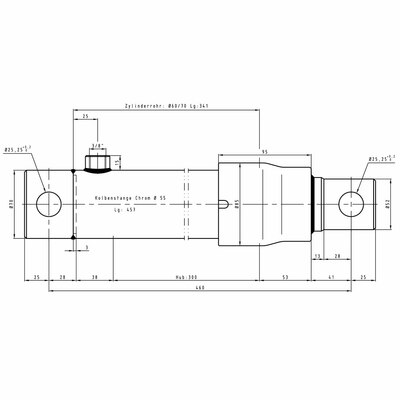 Einfachwirkender Hydraulikzylinder- Technische Zeichnung