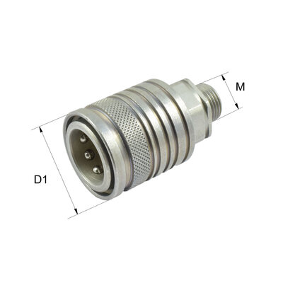 HK-A2M-CEL10 Steckkupplungsmuffe Typ HK-A, Au&szlig;engewinde, Gr.2, M16x1,5 auf Rohr 10-L