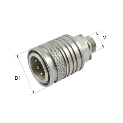HK-A3M-CES10 Steckkupplungsmuffe Typ HK-A, Au&szlig;engewinde, Gr.3, M18x1,5 auf Rohr 10-S