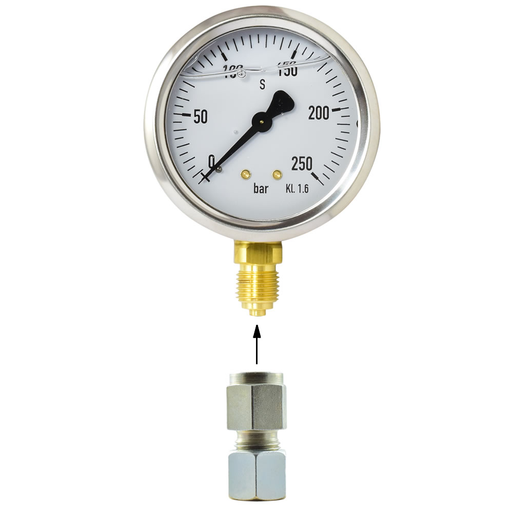 Kraftstoff Manometer mit Edelstahl Hydraulikflüssigkeit gefülltes  Kraftstoff Manometer 0-3500 PSI 1/4 NPT-Gewinde