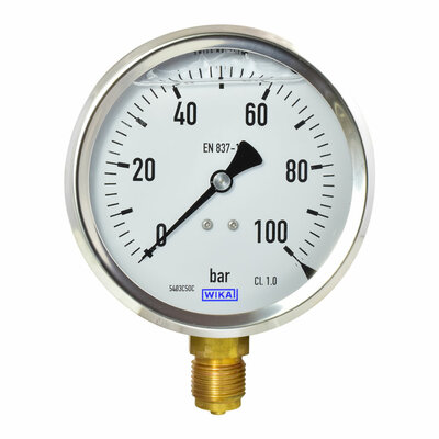 Glyzerinmanometer Ø 100mm, 0...100bar