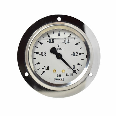 Glyzerinmanometer &Oslash; 63 mm, -1...0 (Vakuum)bar mit Befestigungsrand