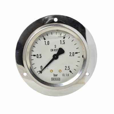 Glyzerinmanometer &Oslash; 63 mm, 0...2,5bar mit Befestigungsrand