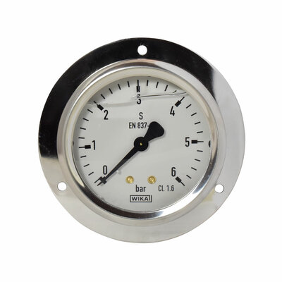 Glyzerinmanometer &Oslash; 63 mm, 0...6bar mit Befestigungsrand