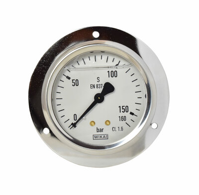 Glyzerinmanometer Ø 63 mm, 0...160bar mit Befestigungsrand