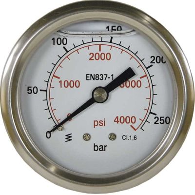54835 Manometer 50mm, 0-250bar Edelstahl Anschluss G1/4"AG hinten Messing von R+M / Suttner